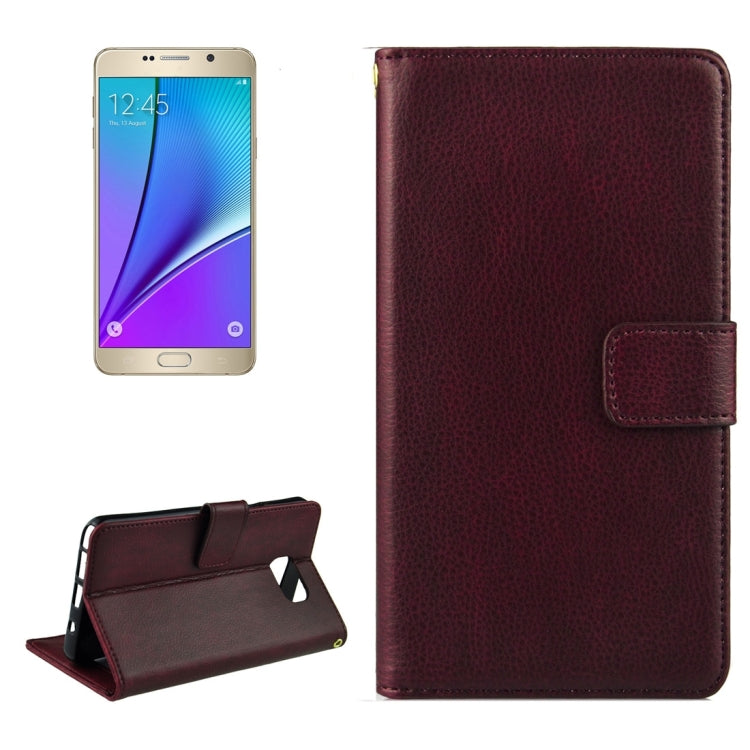 For Samsung Galalxy Note 5 / N920 Litchi Texture Flip Leather Case with Holder & Card Slots & Wallet