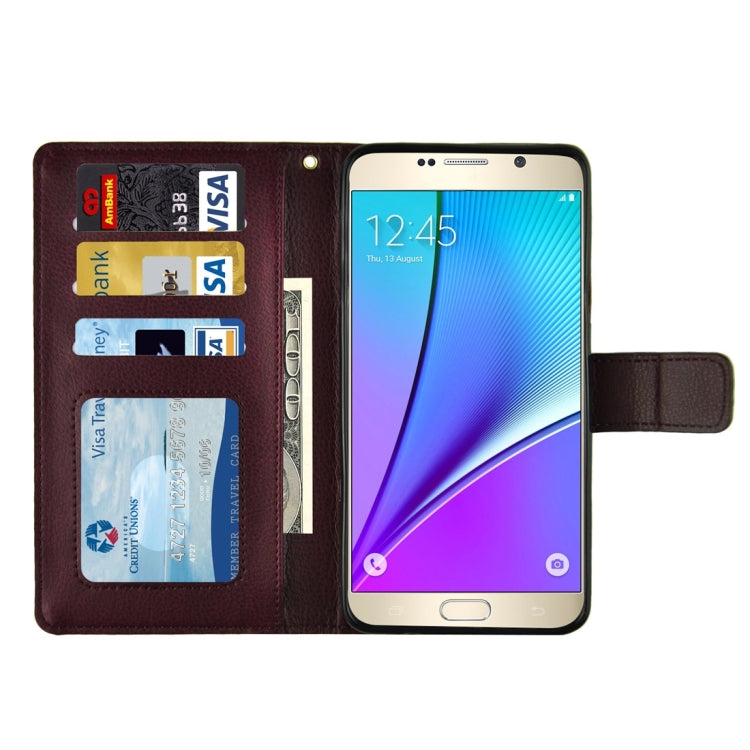 For Samsung Galalxy Note 5 / N920 Litchi Texture Flip Leather Case with Holder & Card Slots & Wallet