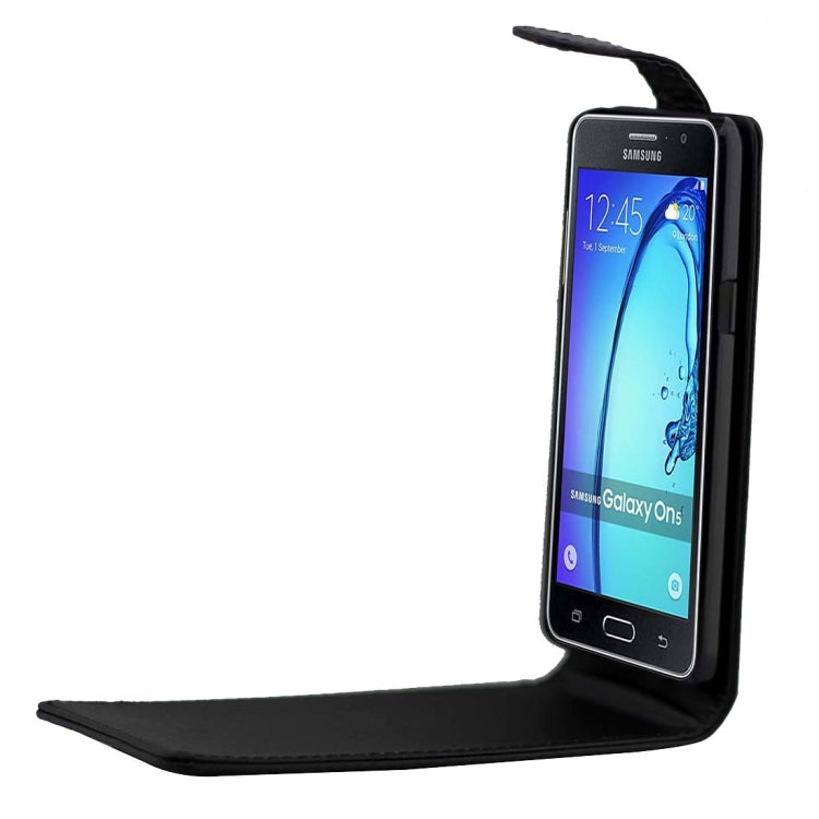 For Galaxy On5 / G5500 Khaki Lining Vertical Flip Magnetic Buckle PU Leather Case (Black)