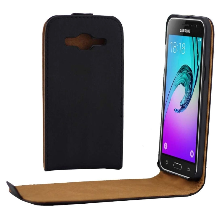 For Galaxy J3 Khaki Lining Vertical Flip Magnetic Buckle PU Leather Case (Black)