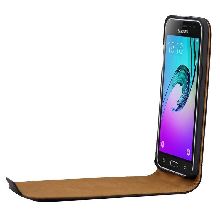 For Galaxy J3 Khaki Lining Vertical Flip Magnetic Buckle PU Leather Case (Black)