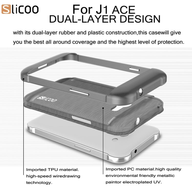 Slicoo Brushed Texture Electroplating PC + TPU Combination Case for Galaxy J1 Ace / J110