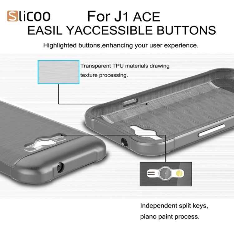 Slicoo Brushed Texture Electroplating PC + TPU Combination Case for Galaxy J1 Ace / J110