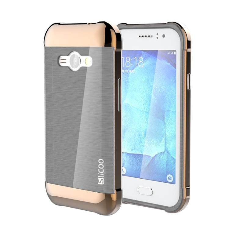 Slicoo Brushed Texture Electroplating PC + TPU Combination Case for Galaxy J1 Ace / J110