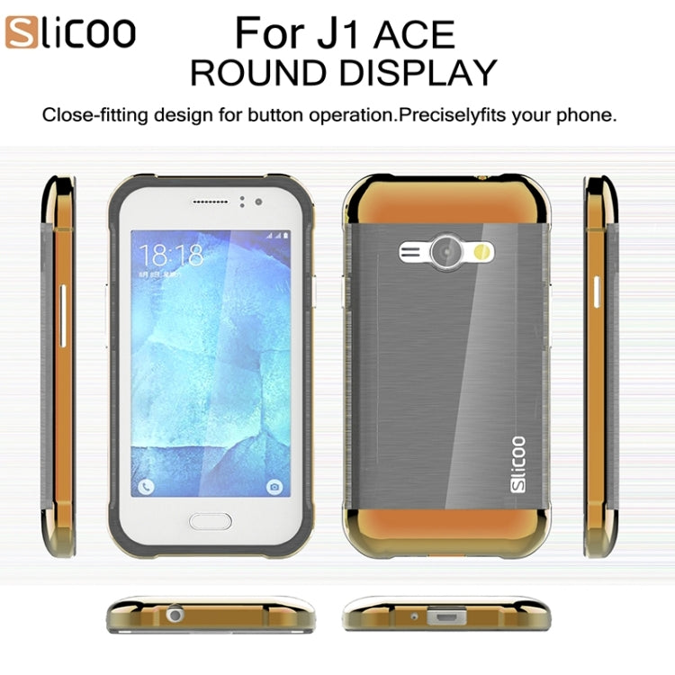 Slicoo Brushed Texture Electroplating PC + TPU Combination Case for Galaxy J1 Ace / J110