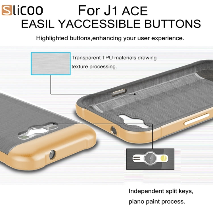 Slicoo Brushed Texture Electroplating PC + TPU Combination Case for Galaxy J1 Ace / J110