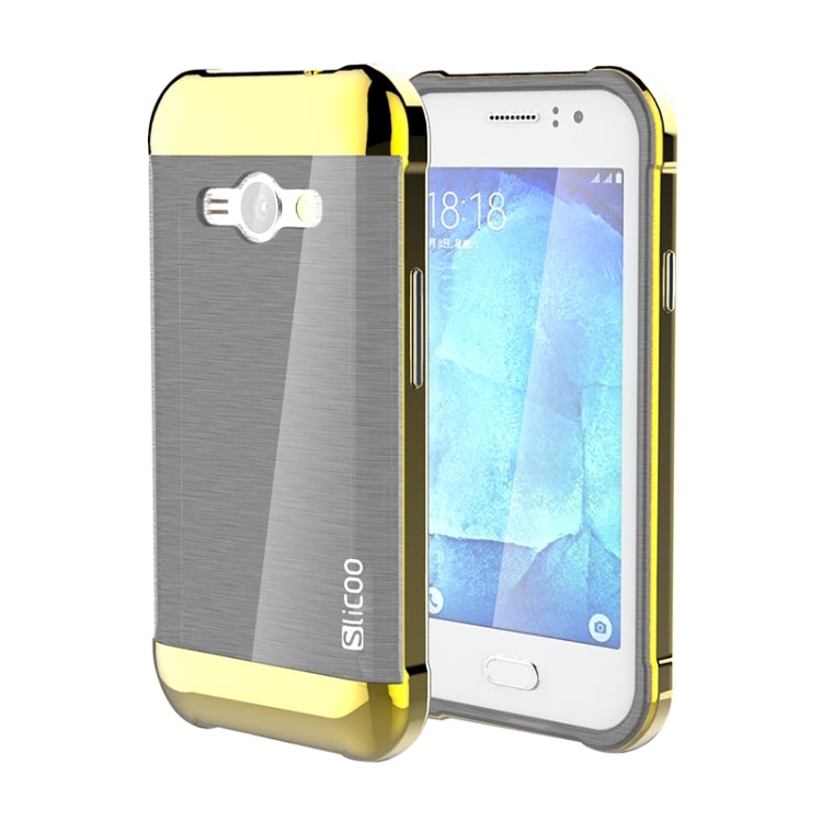 Slicoo Brushed Texture Electroplating PC + TPU Combination Case for Galaxy J1 Ace / J110