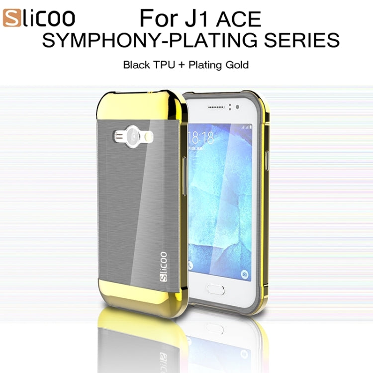 Slicoo Brushed Texture Electroplating PC + TPU Combination Case for Galaxy J1 Ace / J110