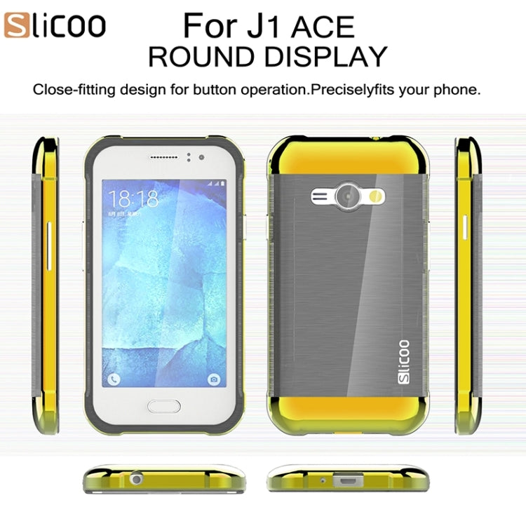 Slicoo Brushed Texture Electroplating PC + TPU Combination Case for Galaxy J1 Ace / J110