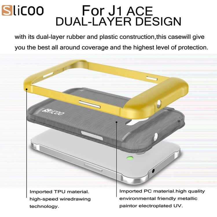Slicoo Brushed Texture Electroplating PC + TPU Combination Case for Galaxy J1 Ace / J110