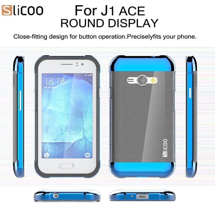 Slicoo Brushed Texture Electroplating PC + TPU Combination Case for Galaxy J1 Ace / J110