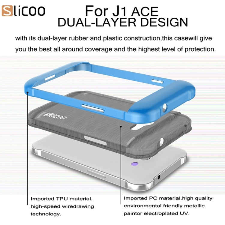 Slicoo Brushed Texture Electroplating PC + TPU Combination Case for Galaxy J1 Ace / J110