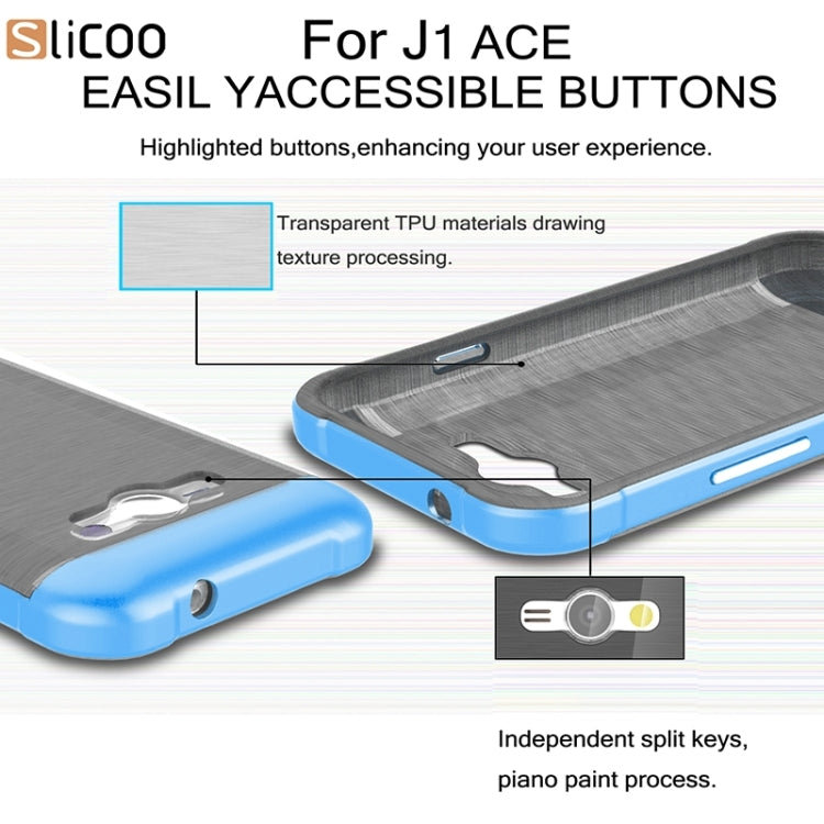 Slicoo Brushed Texture Electroplating PC + TPU Combination Case for Galaxy J1 Ace / J110