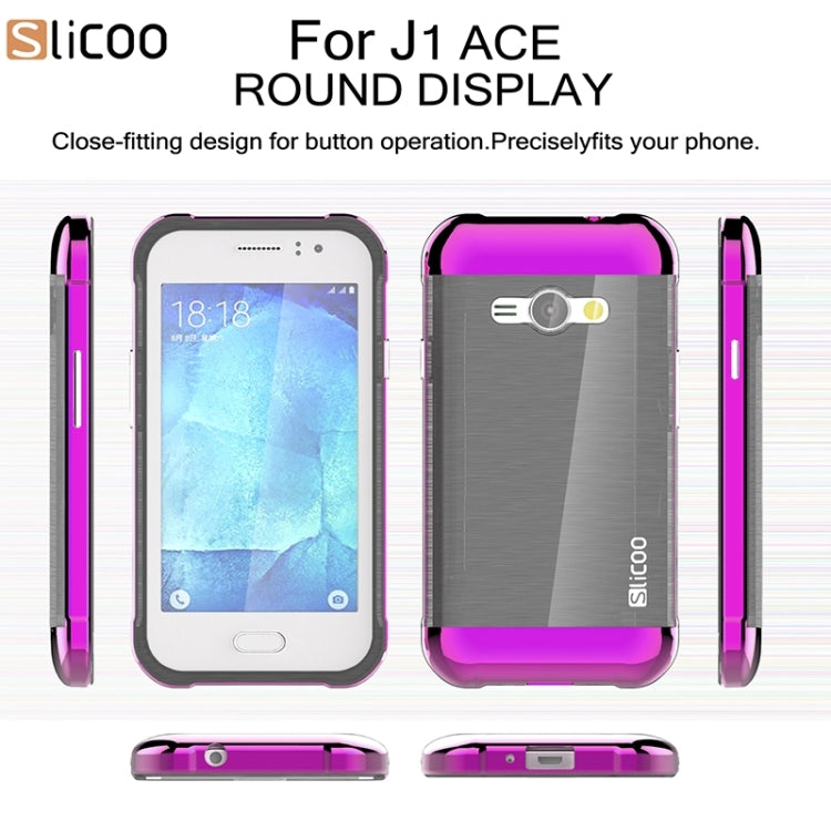 Slicoo Brushed Texture Electroplating PC + TPU Combination Case for Galaxy J1 Ace / J110