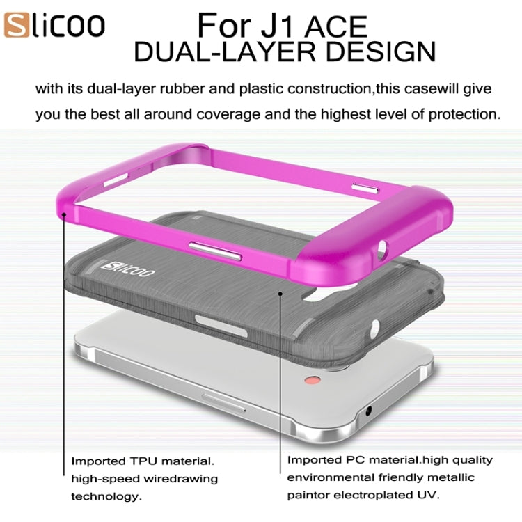 Slicoo Brushed Texture Electroplating PC + TPU Combination Case for Galaxy J1 Ace / J110