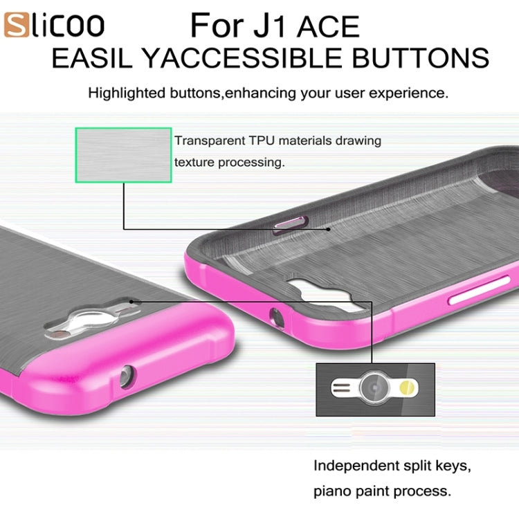 Slicoo Brushed Texture Electroplating PC + TPU Combination Case for Galaxy J1 Ace / J110
