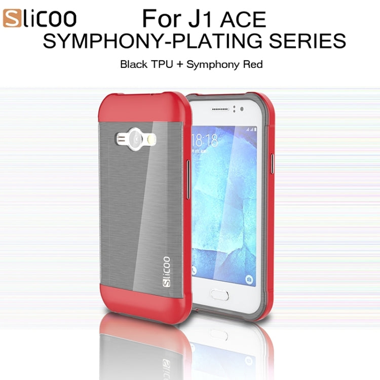 Slicoo Brushed Texture Electroplating PC + TPU Combination Case for Galaxy J1 Ace / J110