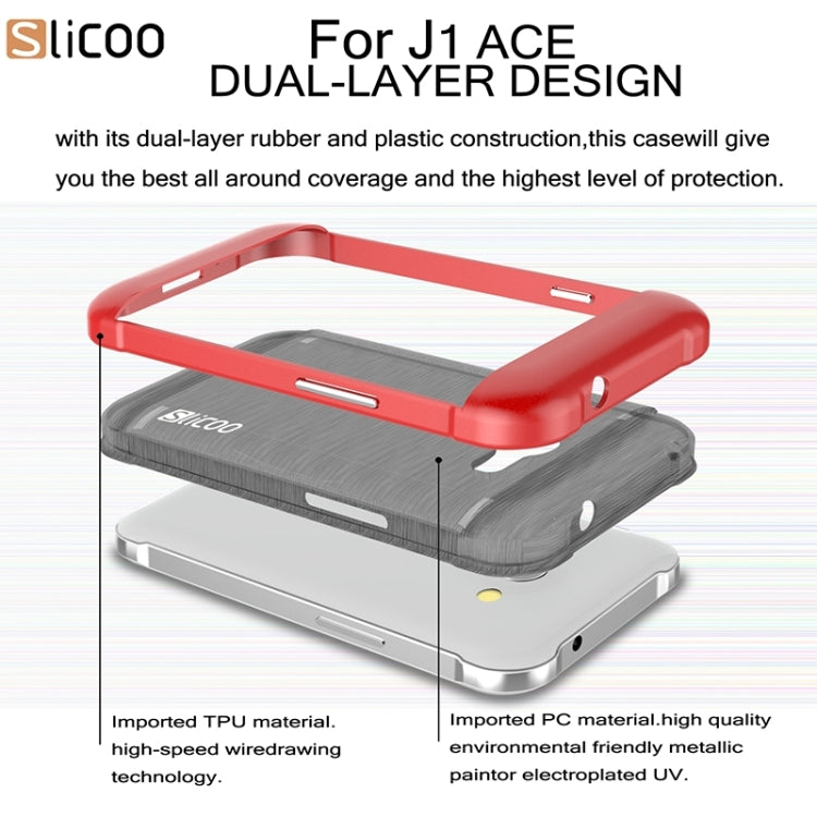 Slicoo Brushed Texture Electroplating PC + TPU Combination Case for Galaxy J1 Ace / J110