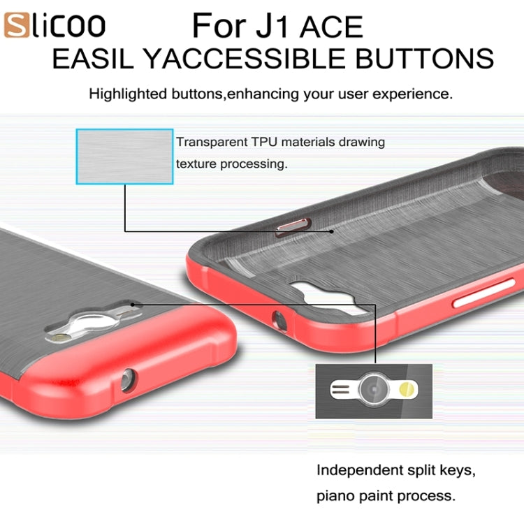 Slicoo Brushed Texture Electroplating PC + TPU Combination Case for Galaxy J1 Ace / J110