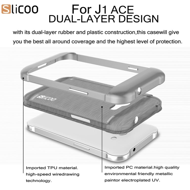 Slicoo Brushed Texture Electroplating PC + TPU Combination Case for Galaxy J1 Ace / J110
