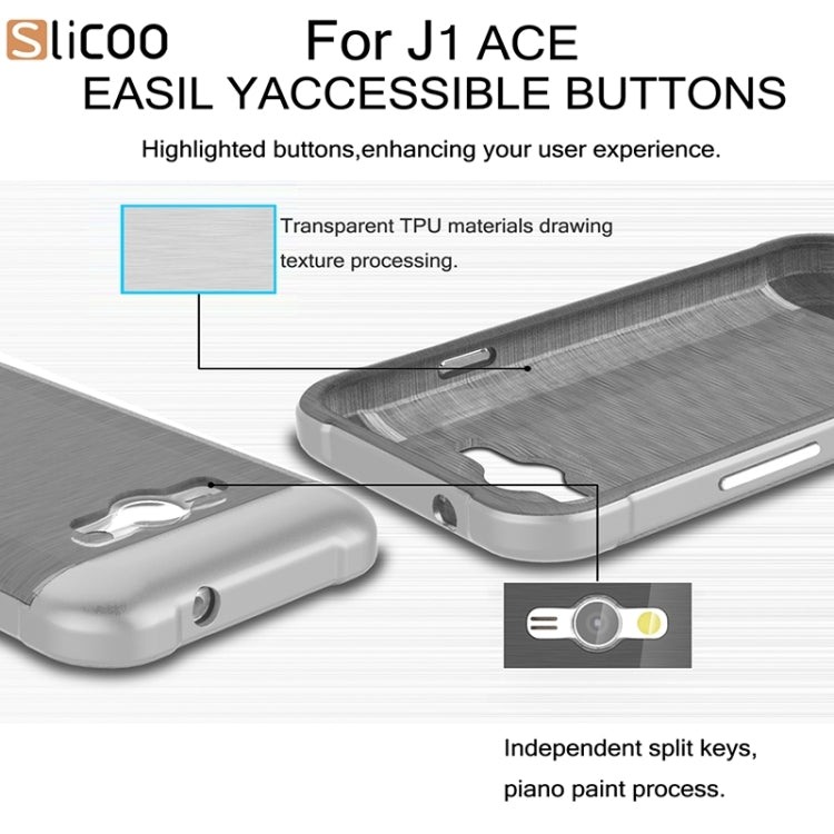 Slicoo Brushed Texture Electroplating PC + TPU Combination Case for Galaxy J1 Ace / J110