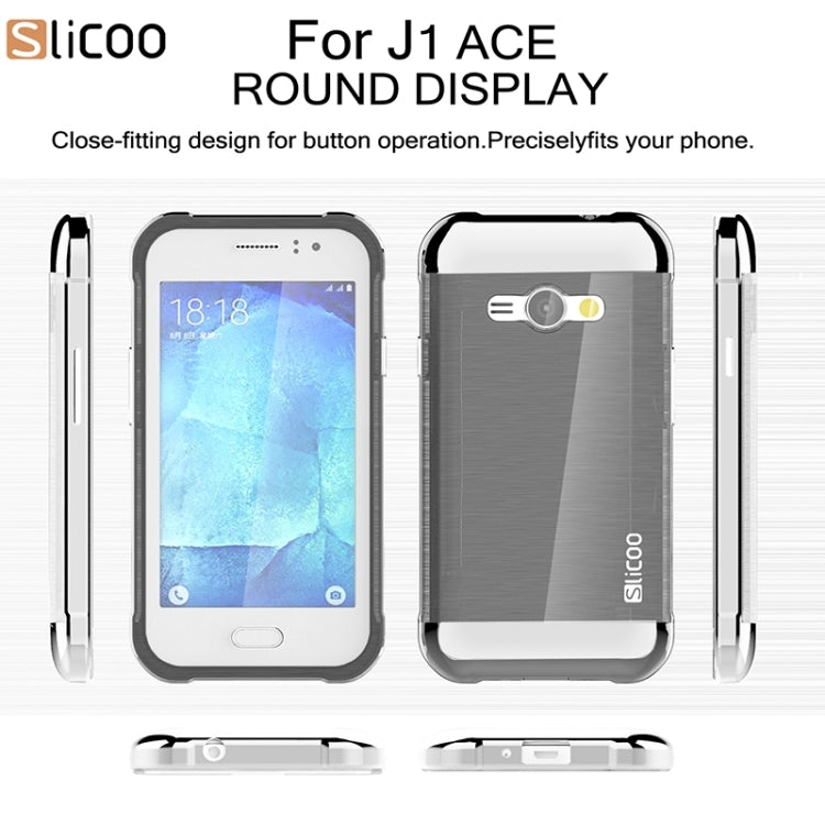 Slicoo Brushed Texture Electroplating PC + TPU Combination Case for Galaxy J1 Ace / J110