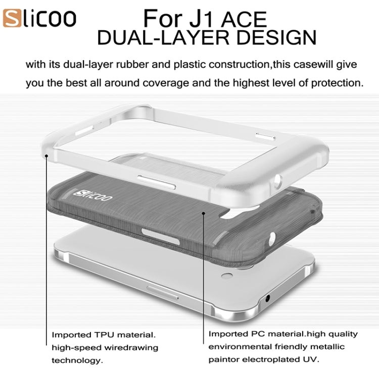 Slicoo Brushed Texture Electroplating PC + TPU Combination Case for Galaxy J1 Ace / J110