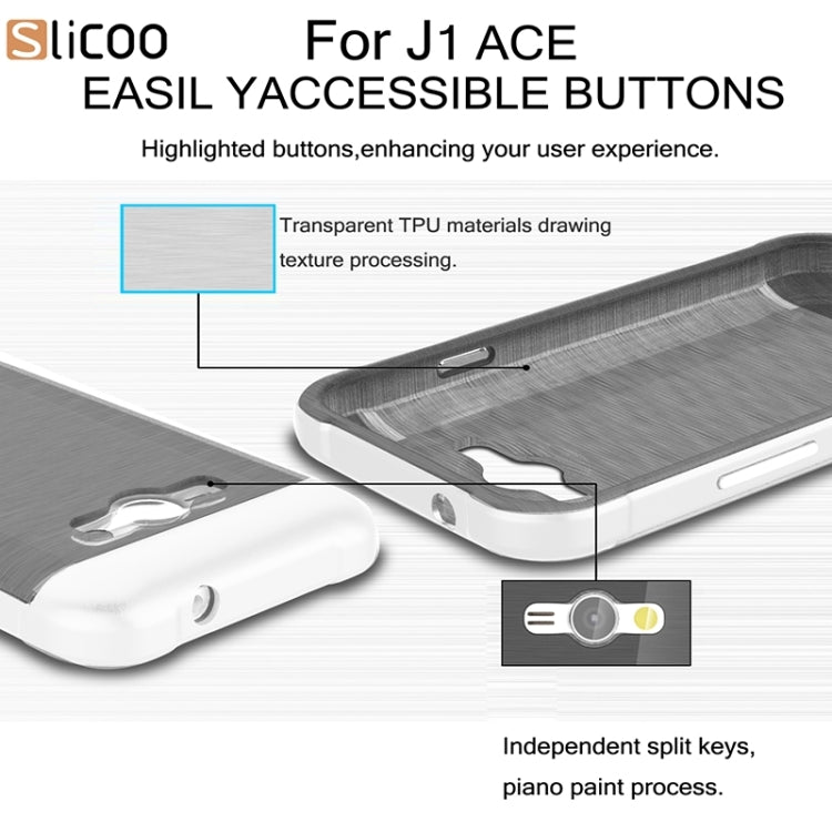 Slicoo Brushed Texture Electroplating PC + TPU Combination Case for Galaxy J1 Ace / J110