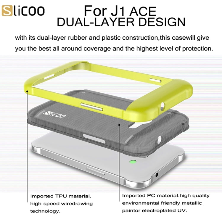 Slicoo Brushed Texture Electroplating PC + TPU Combination Case for Galaxy J1 Ace / J110