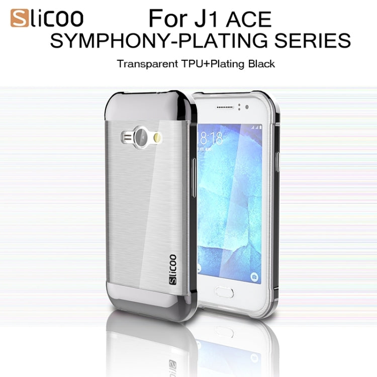 Slicoo Brushed Texture Electroplating Transparenct TPU + PC Combination Case for Galaxy J1 Ace / J110