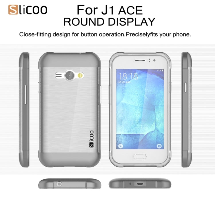 Slicoo Brushed Texture Electroplating Transparenct TPU + PC Combination Case for Galaxy J1 Ace / J110