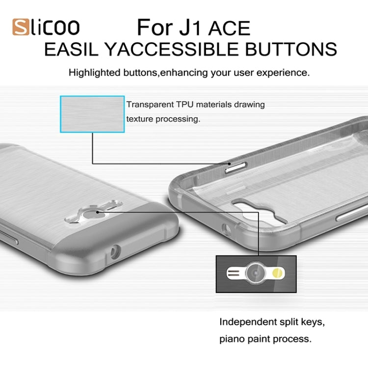 Slicoo Brushed Texture Electroplating Transparenct TPU + PC Combination Case for Galaxy J1 Ace / J110