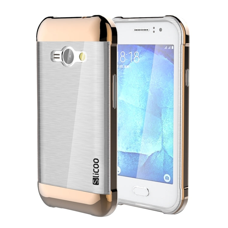 Slicoo Brushed Texture Electroplating Transparenct TPU + PC Combination Case for Galaxy J1 Ace / J110