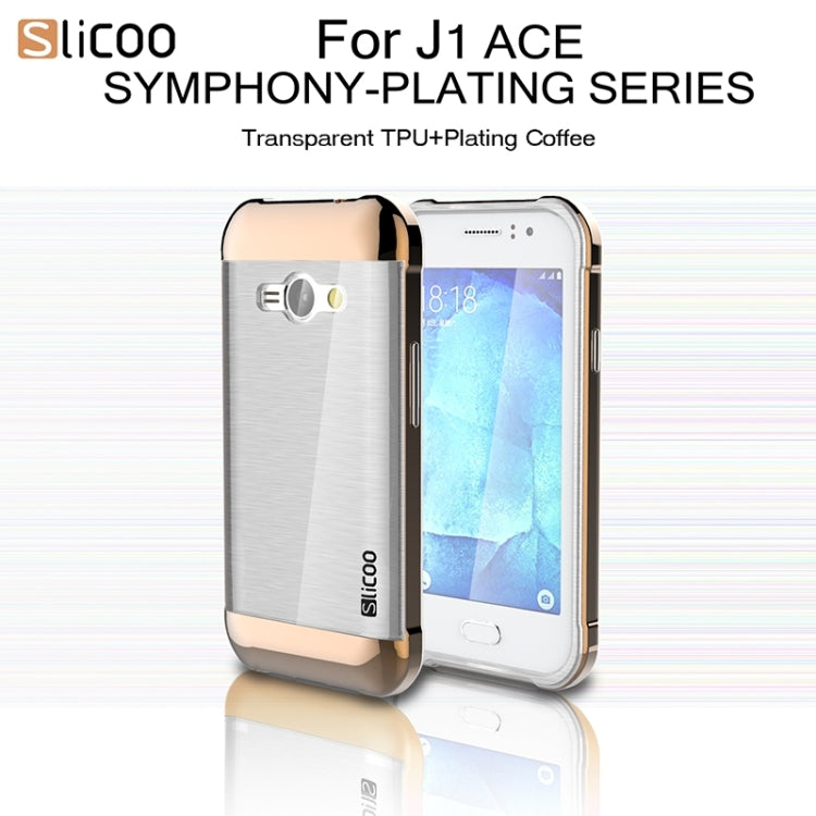 Slicoo Brushed Texture Electroplating Transparenct TPU + PC Combination Case for Galaxy J1 Ace / J110
