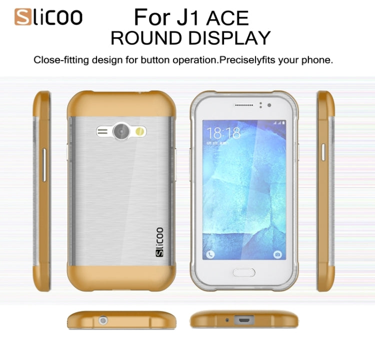 Slicoo Brushed Texture Electroplating Transparenct TPU + PC Combination Case for Galaxy J1 Ace / J110