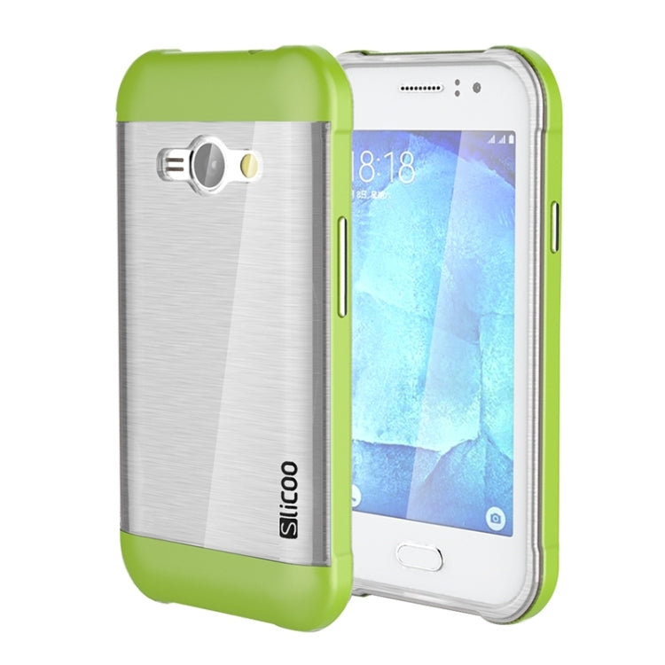 Slicoo Brushed Texture Electroplating Transparenct TPU + PC Combination Case for Galaxy J1 Ace / J110