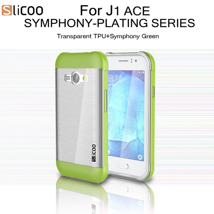 Slicoo Brushed Texture Electroplating Transparenct TPU + PC Combination Case for Galaxy J1 Ace / J110