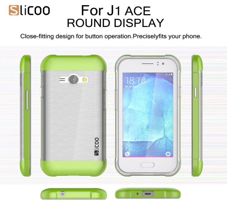 Slicoo Brushed Texture Electroplating Transparenct TPU + PC Combination Case for Galaxy J1 Ace / J110