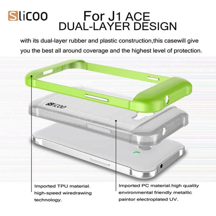 Slicoo Brushed Texture Electroplating Transparenct TPU + PC Combination Case for Galaxy J1 Ace / J110