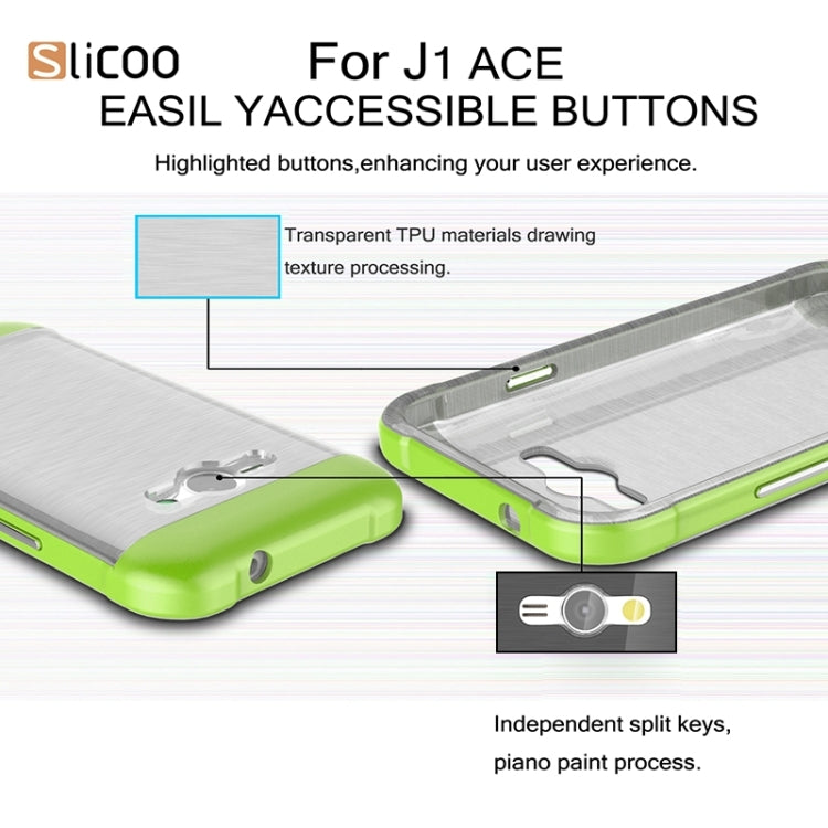 Slicoo Brushed Texture Electroplating Transparenct TPU + PC Combination Case for Galaxy J1 Ace / J110