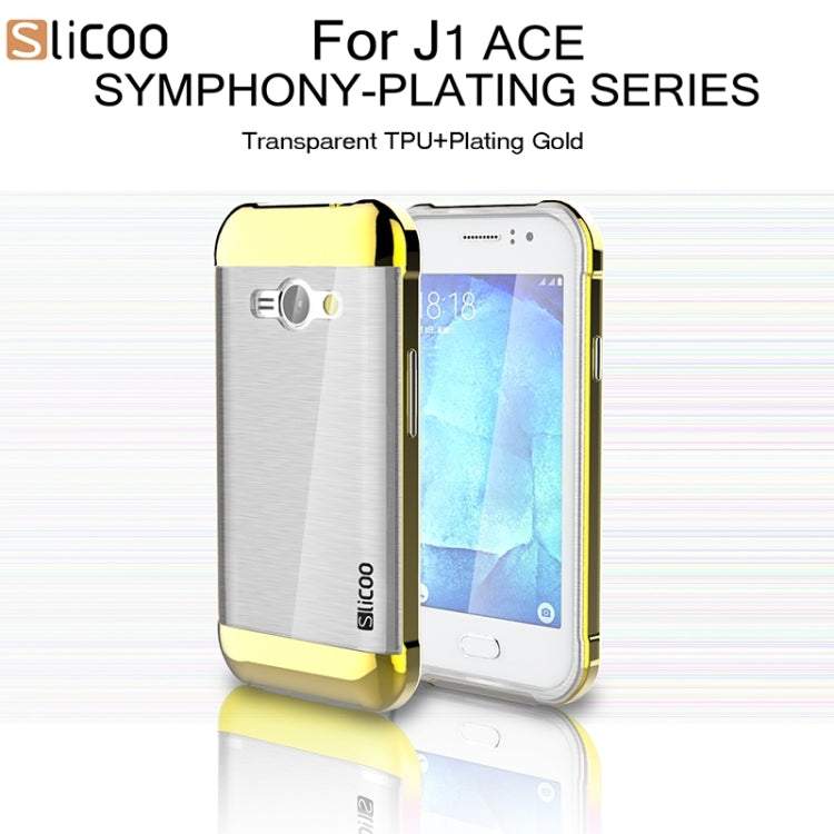 Slicoo Brushed Texture Electroplating Transparenct TPU + PC Combination Case for Galaxy J1 Ace / J110