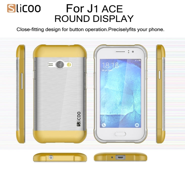 Slicoo Brushed Texture Electroplating Transparenct TPU + PC Combination Case for Galaxy J1 Ace / J110