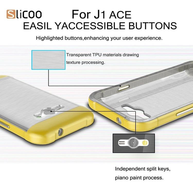 Slicoo Brushed Texture Electroplating Transparenct TPU + PC Combination Case for Galaxy J1 Ace / J110