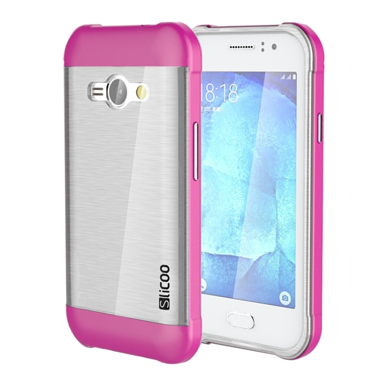 Slicoo Brushed Texture Electroplating Transparenct TPU + PC Combination Case for Galaxy J1 Ace / J110
