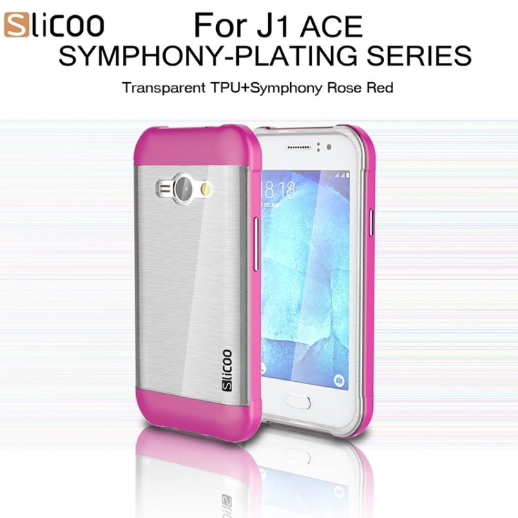 Slicoo Brushed Texture Electroplating Transparenct TPU + PC Combination Case for Galaxy J1 Ace / J110
