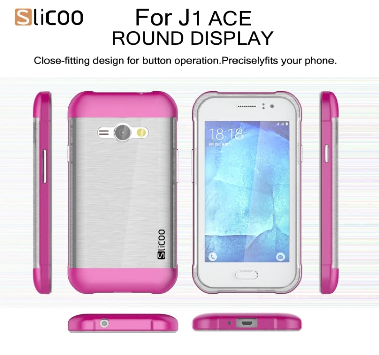 Slicoo Brushed Texture Electroplating Transparenct TPU + PC Combination Case for Galaxy J1 Ace / J110