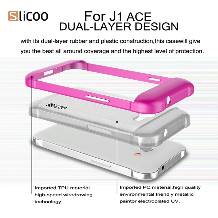 Slicoo Brushed Texture Electroplating Transparenct TPU + PC Combination Case for Galaxy J1 Ace / J110