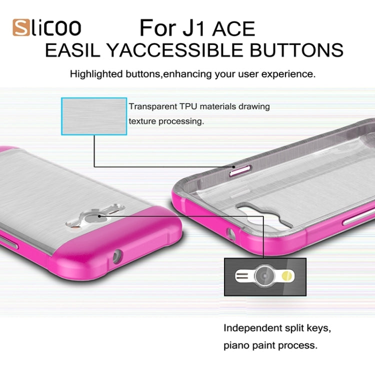 Slicoo Brushed Texture Electroplating Transparenct TPU + PC Combination Case for Galaxy J1 Ace / J110