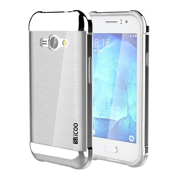 Slicoo Brushed Texture Electroplating Transparenct TPU + PC Combination Case for Galaxy J1 Ace / J110