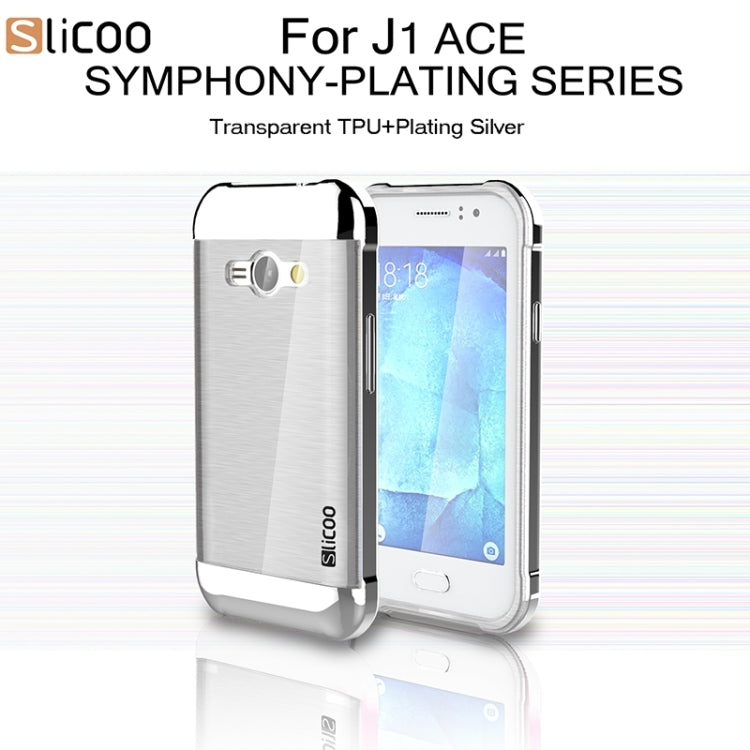 Slicoo Brushed Texture Electroplating Transparenct TPU + PC Combination Case for Galaxy J1 Ace / J110